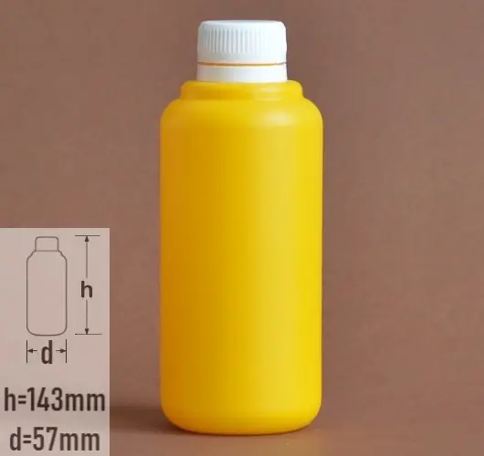 Sticla plastic 250ml culoare galben cu capac cu autosigilare alb